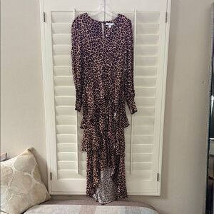 Chic Leopard Print Long Sleeve Dress By Fourteenth Place